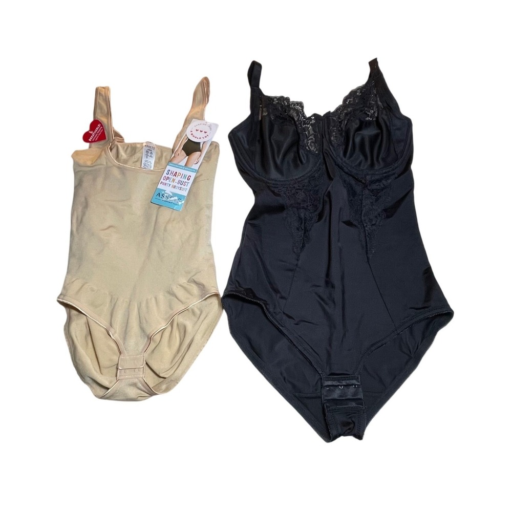 Assets by Spanx Open Bust Bodysuit & Maidenform Lace Shapewear Bundle Large 38D